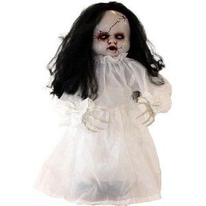 Haunted Hill Farm 2 ft. Haunted Doll Groundbreaker Halloween Prop with Red Flash